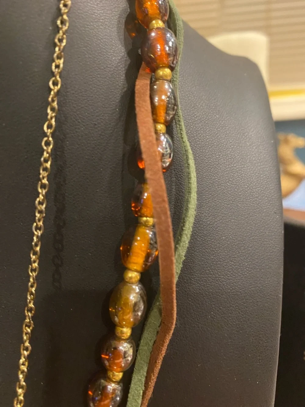 Wacky Item for Challenge Gold-Tone Multi Charm Necklace with Amber color Beads - Picture 11 of 12